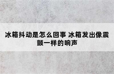 冰箱抖动是怎么回事 冰箱发出像震颤一样的响声